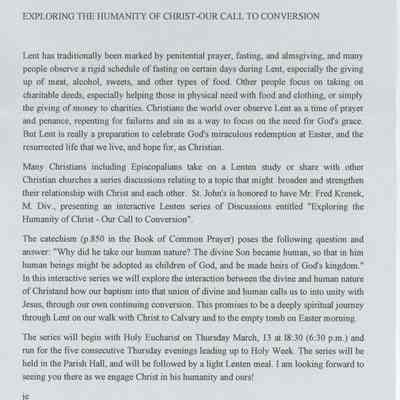 Exploring The Humanity of Christ- Our Call to Conversion