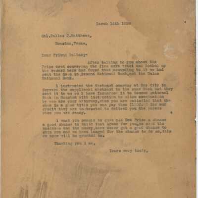 Letter to Colonel Matthews