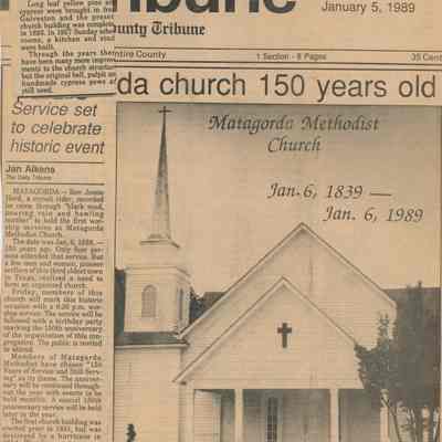 Matagorda Church 150 years old