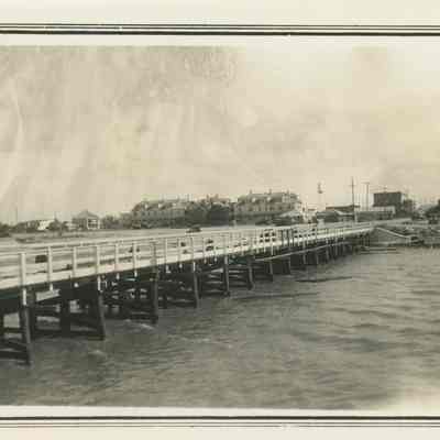 Pavilion, construction, view of pier from pavilion