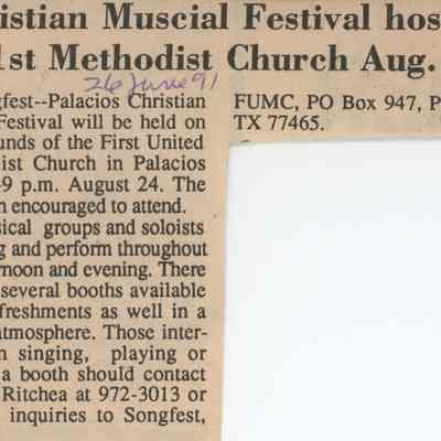Christian Musical Festival hosted by 1st Methodist Church Aug. 24