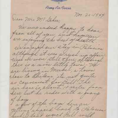 Letter Mildred & Bill Parks to Mrs. McGehee 1944