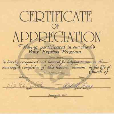 Certificate of Appreciation