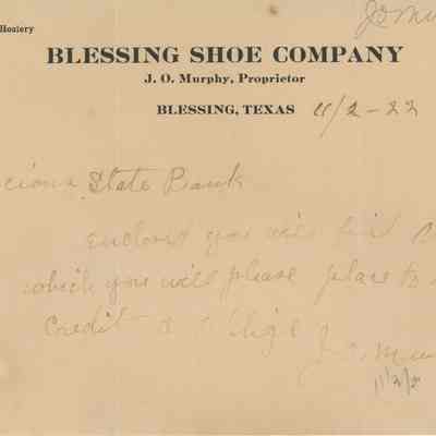 Blessing Shoe Company Letterhead