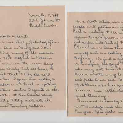 Letter Dorothy P. to "Friends in Christ 1944