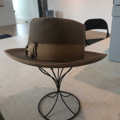 Brown Wide Brimmed Felt Hat with Ribbon