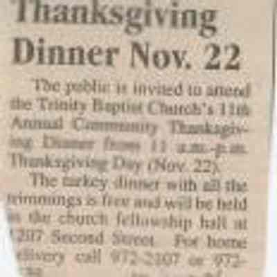 Trinity Baptist Thanksgiving Dinner
