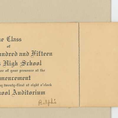 Class of 1915 Graduation Invitation