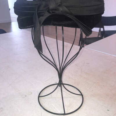 Black Velvet Hat with Bow