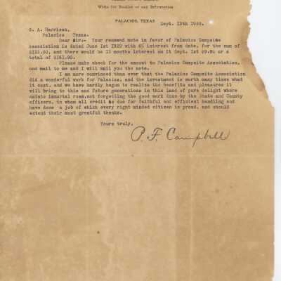 Membership Letter to G.A. Harrison