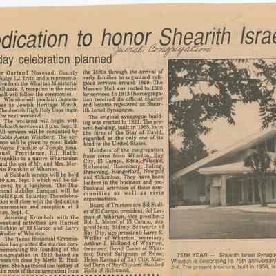 Marker dedication to honor Shearith Isreal's anniversary