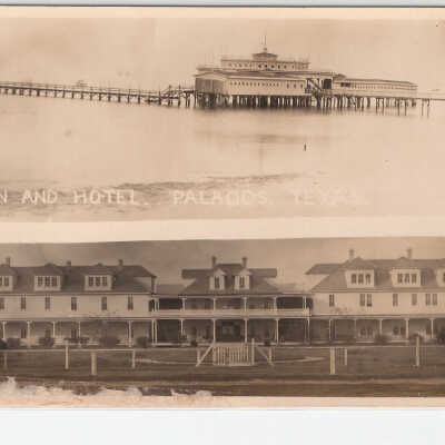 Pavilion and hotel , Palacios Texas, post card