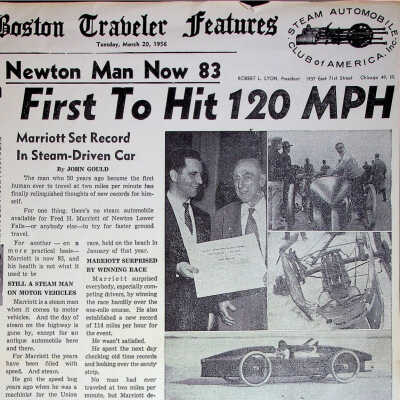 1956 Boston Traveler article on Fred Marriott speed record