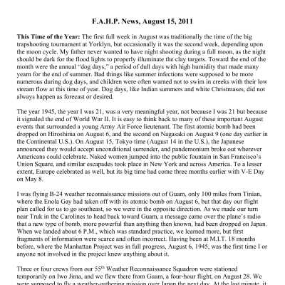 2011 08-15 Weekly News
