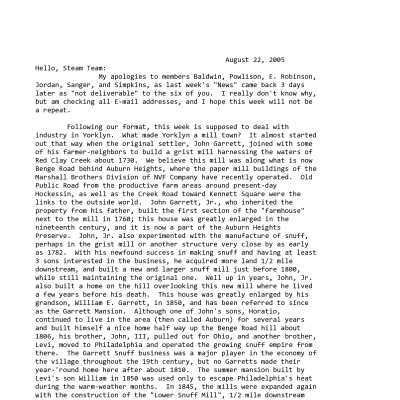 2005 08-22 Weekly News