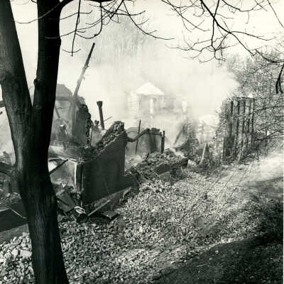 Crowell Tape Mill after fire, 1964