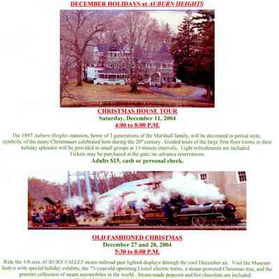 2004 - flyer for the "December Holidays at Auburn Heights" event