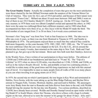 2010 02-15 Weekly News