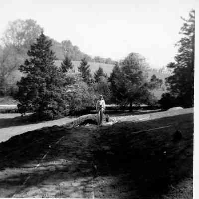 E.B. Hollingsworth working on the right-of-way, 1960