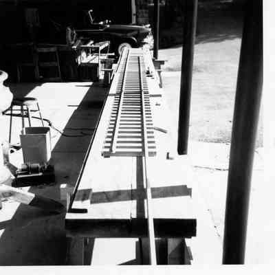 Railroad section being built in the carriage house, 1960