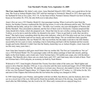 2009 09-21 Weekly News
