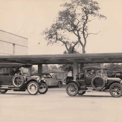 1950 Glidden Tour - T Clarence Marshall in 1912 Stanley Model 87 Touring Car and Thomas C Marshall Jr in 1913 Stanley Model 78 Roadster crossing the Canadian border, 1950