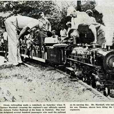 Newspaper clipping featuring the opening of the Auburn Valley Railroad, 1960