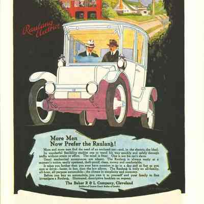 1919 advertisement for Raulang Electrics (Baker R&L Company)
