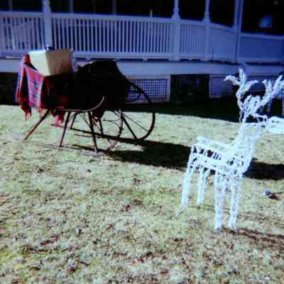 2003 - sleigh and reindeer on the mansion lawn