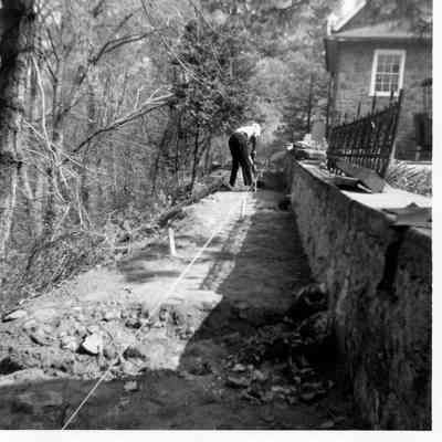 Preparation of the right-of-way behind the carriage house, 1960