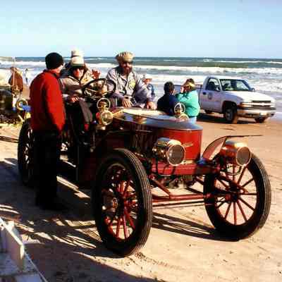 2006 - Thomas C Marshall, Jr., and Bill Rule in the 1907 Stanley Model K at Ormond Beach, FL