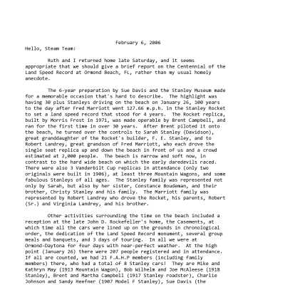 2006 02-06 Weekly News
