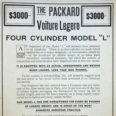 1903 advertisement for Packard