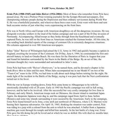 2017 10-30 Weekly News