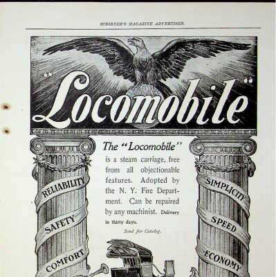 1899 Locomobile advertisement from March 1900 Scribner's Magazine