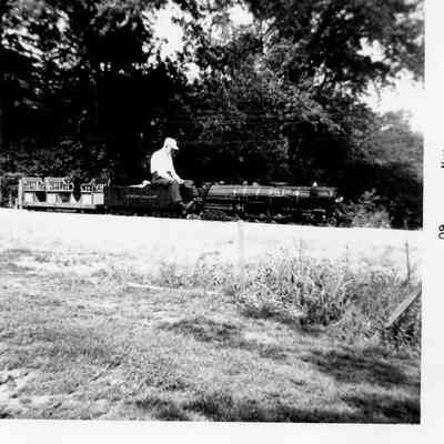 T Clarence Marshall trial running the 401 on the Auburn Valley Railroad, 1960