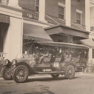 1948 Glidden Tour - Bland Hoke and Bedford Springs Resort employees in the 1915 Stanley Model 820 Mountain Wagon