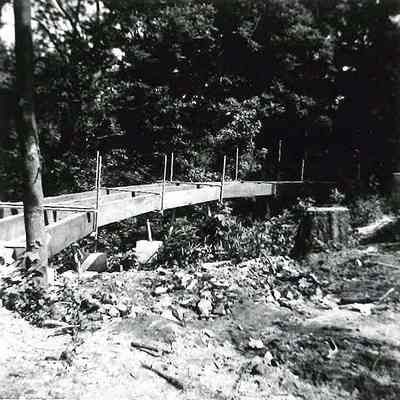 Wooden trestle construction, 1960