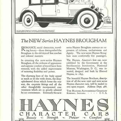 1920 advertisement for Haynes Brougham