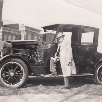 1951 at Wilmington High School in Wilmington, DE with 1921 Stanley Model 735 Opera Coupe, 1951