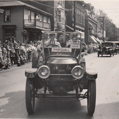 1951 Glidden Tour - T Clarence Marshall in 1912 Stanley Touring Model 87 in Bedford Springs, PA, 1951