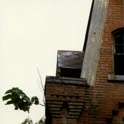 Garrett Snuff Mill before demolition showing details of brickwork, 1986