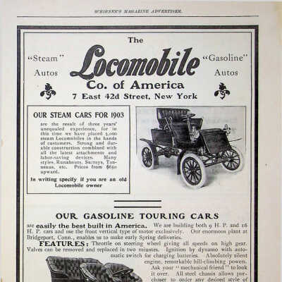1903 Locomobile advertisement from March 1903 Scribner's Magazine
