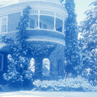 Christmas at Auburn Heights - snow on the Mansion and lawn in 1975