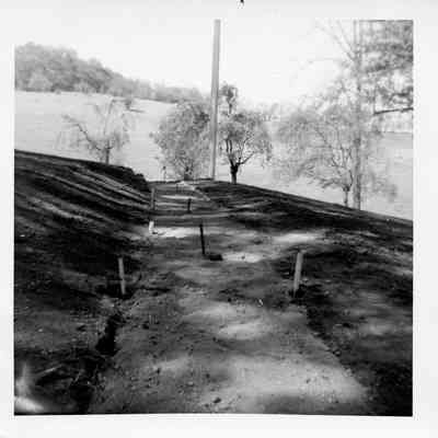 Preparation of right-of-way near from of the mansion, 1960