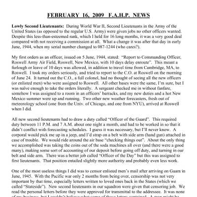 2009 02-16 Weekly News