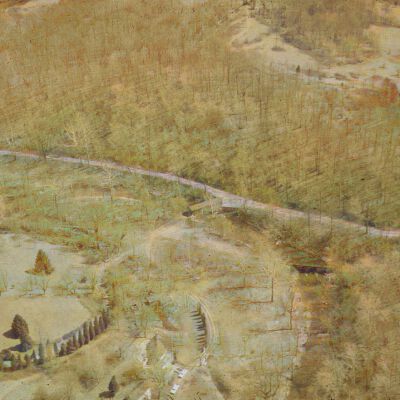 Nelson Aerials - Wooddale covered bridge over Red Clay Creek at Wooddale, DE (color corrected)