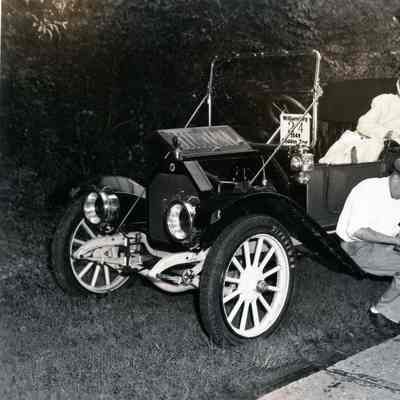 1949 Glidden Tour - Byron Hul making repairs to his 1911 Buick near Williamsburg, VA
