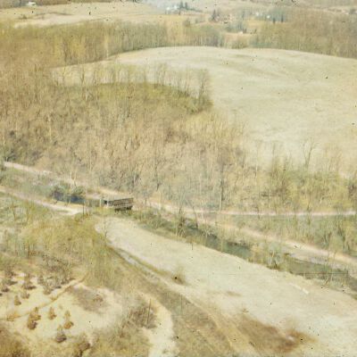 Nelson Aerials - HB DuPont's covered bridge over Red Clay Creek below Ashland, DE (color corrected)