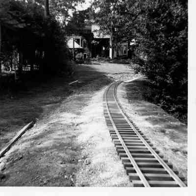 Completed track looking towards the back of the mansion, 1960